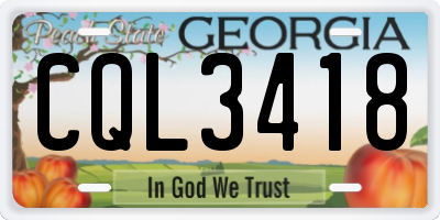 GA license plate CQL3418