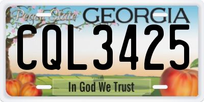GA license plate CQL3425