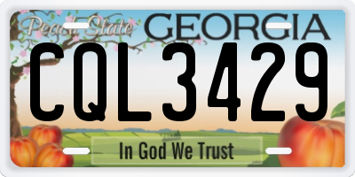 GA license plate CQL3429