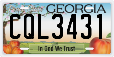 GA license plate CQL3431