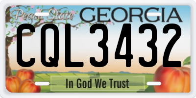 GA license plate CQL3432