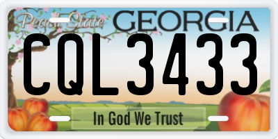 GA license plate CQL3433