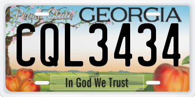 GA license plate CQL3434