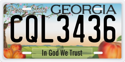 GA license plate CQL3436