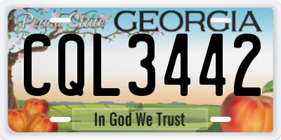 GA license plate CQL3442