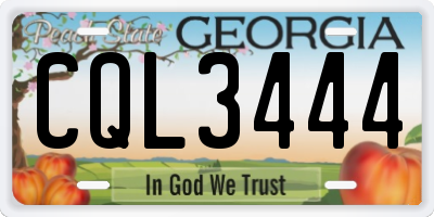 GA license plate CQL3444