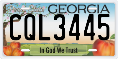 GA license plate CQL3445