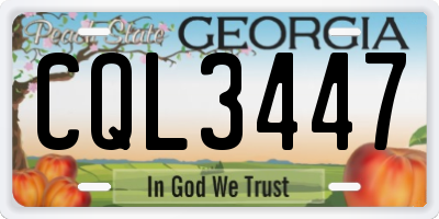 GA license plate CQL3447
