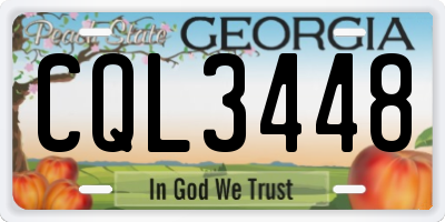 GA license plate CQL3448