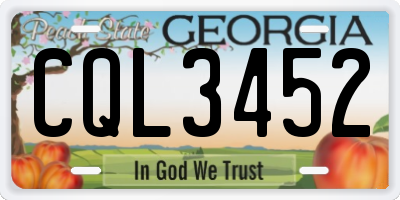 GA license plate CQL3452