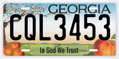 GA license plate CQL3453