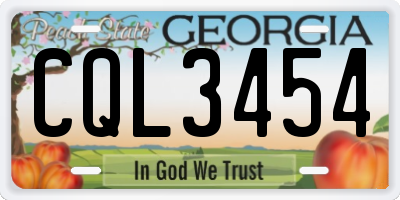 GA license plate CQL3454