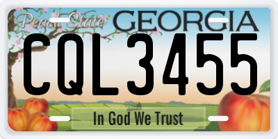 GA license plate CQL3455