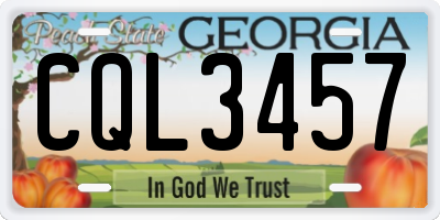 GA license plate CQL3457