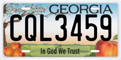 GA license plate CQL3459