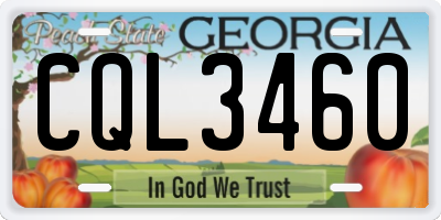 GA license plate CQL3460