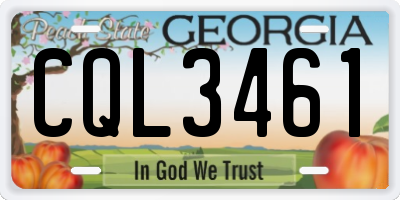 GA license plate CQL3461