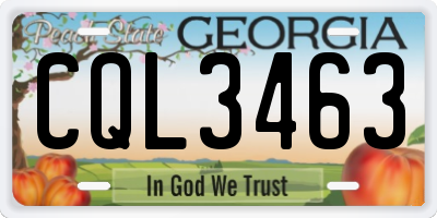 GA license plate CQL3463