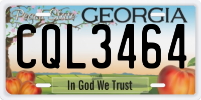GA license plate CQL3464
