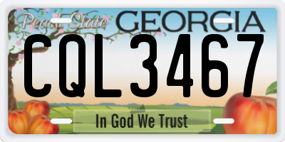 GA license plate CQL3467