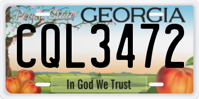 GA license plate CQL3472