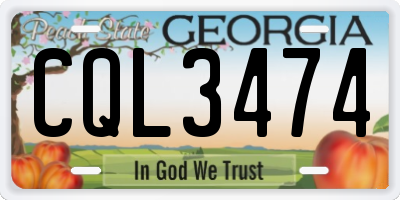 GA license plate CQL3474