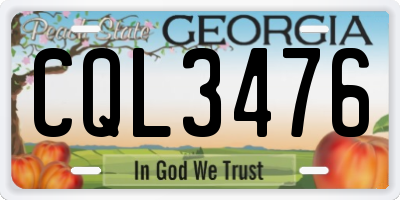 GA license plate CQL3476