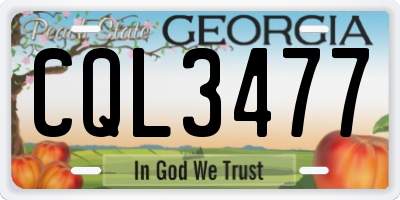 GA license plate CQL3477