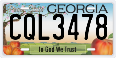 GA license plate CQL3478