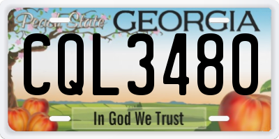 GA license plate CQL3480