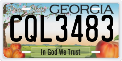 GA license plate CQL3483