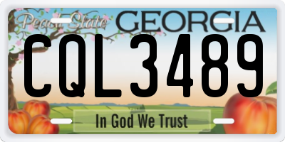 GA license plate CQL3489