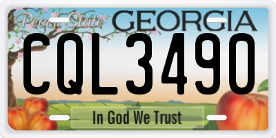 GA license plate CQL3490