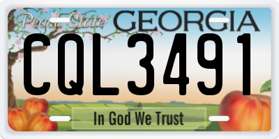 GA license plate CQL3491