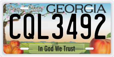 GA license plate CQL3492