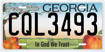 GA license plate CQL3493