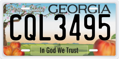 GA license plate CQL3495