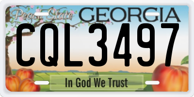 GA license plate CQL3497