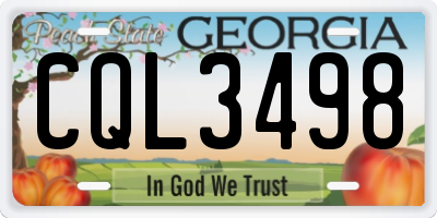 GA license plate CQL3498