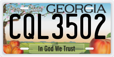GA license plate CQL3502