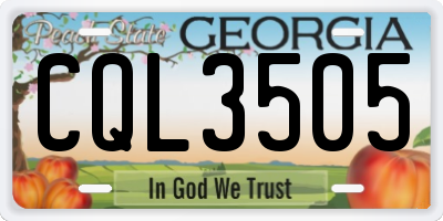 GA license plate CQL3505