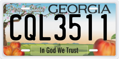 GA license plate CQL3511