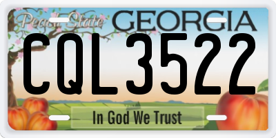 GA license plate CQL3522