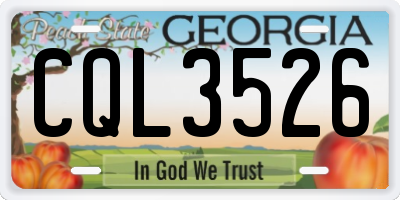 GA license plate CQL3526