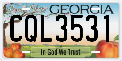 GA license plate CQL3531