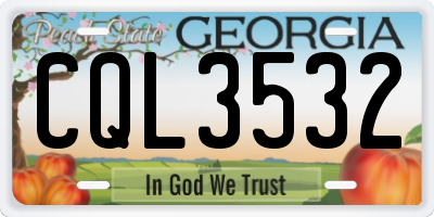 GA license plate CQL3532