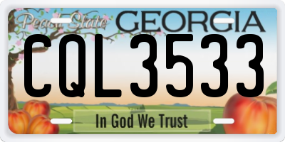 GA license plate CQL3533