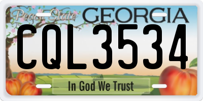 GA license plate CQL3534