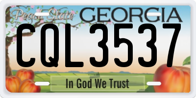 GA license plate CQL3537