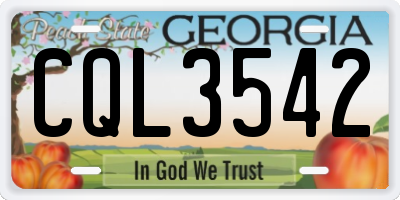 GA license plate CQL3542